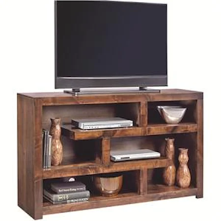 60 Inch Open Console with Geometric Shelving